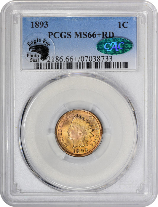 1893 1C MS66+ RD PCGS CAC EEPS HOLDER WITH GREEN CAC STICKER