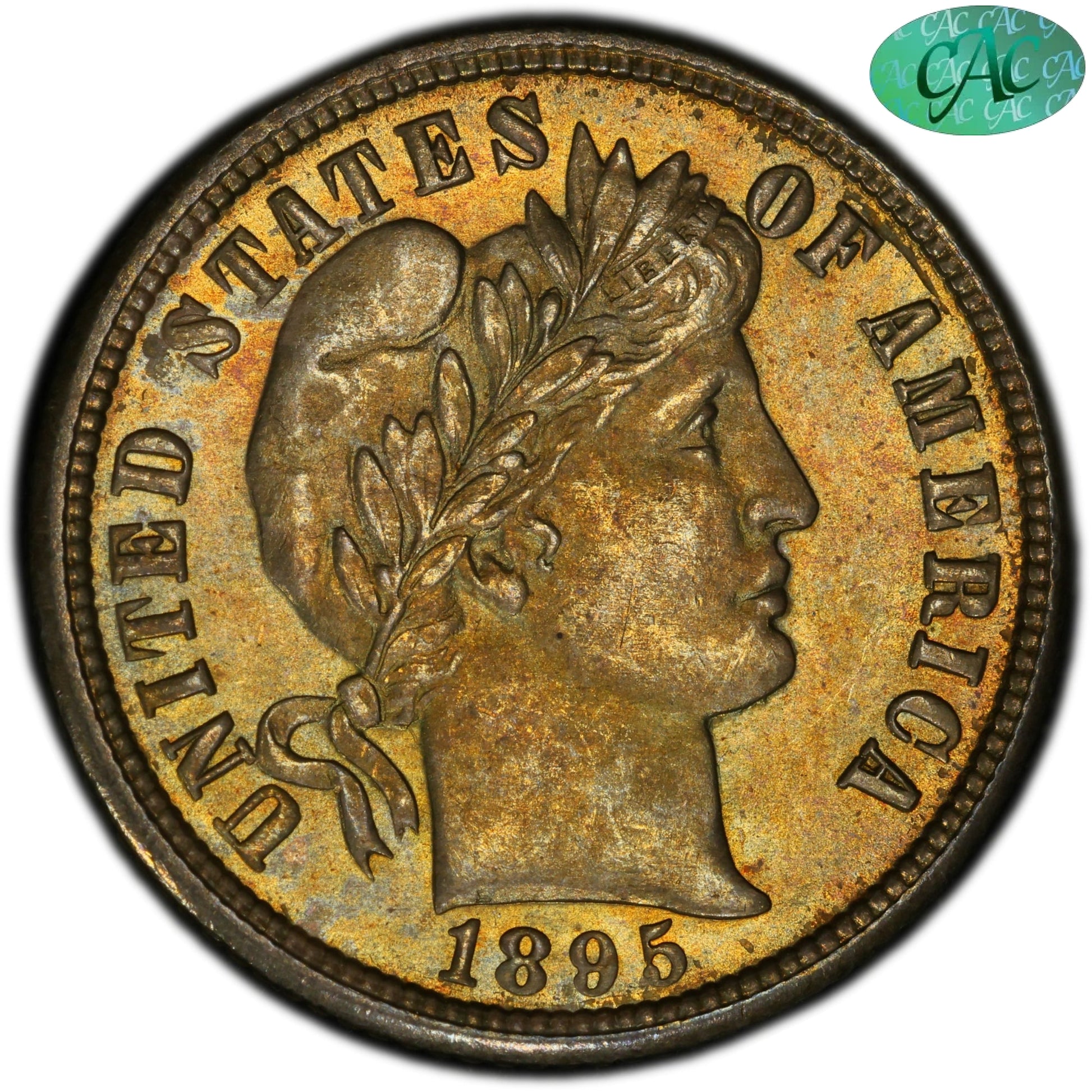 1895-O 10C MS65 + PCGS CAC EX NORWEB-LAW 10C