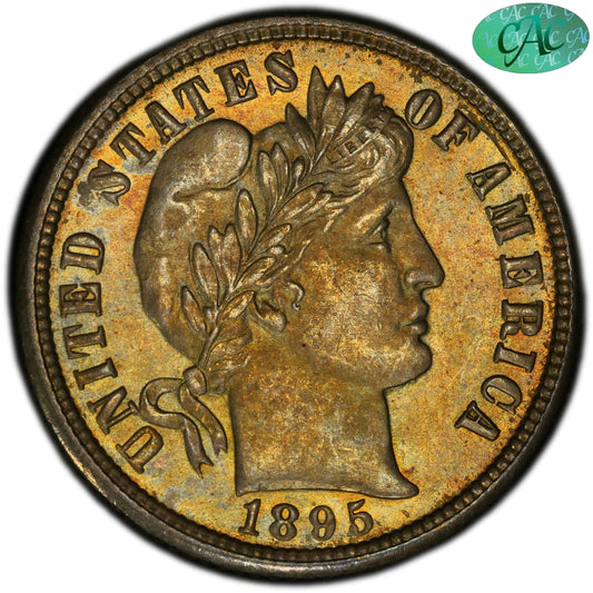 1895-O 10C MS65 + PCGS CAC EX NORWEB-LAW 10C
