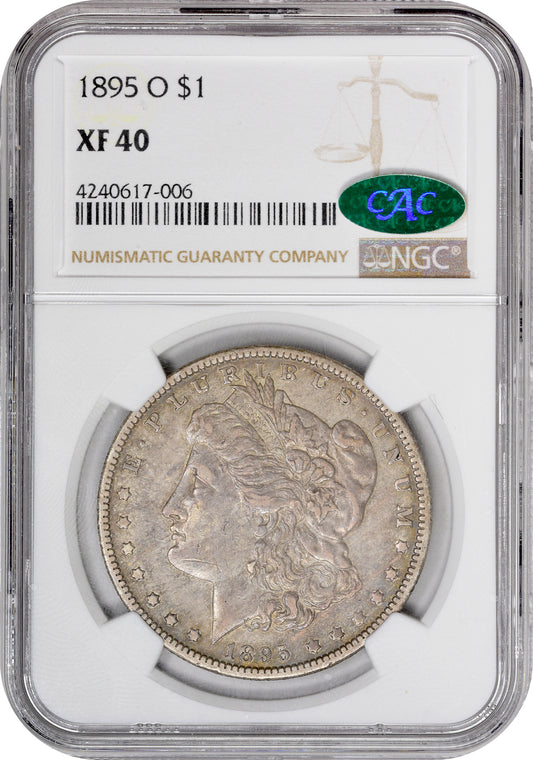 1895-O $1 XF40 NGC CAC HOLDER WITH CAC STICKER