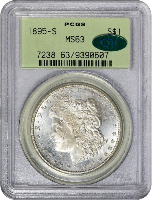 1895-S $1 MS63 OGH PCGS CAC HOLDER WITH CAC STICKER