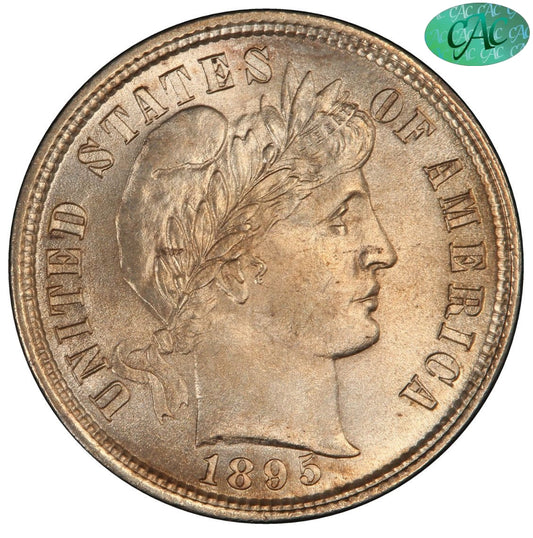 1895 10C MS66 + PCGS CAC EX GARDNER 10C