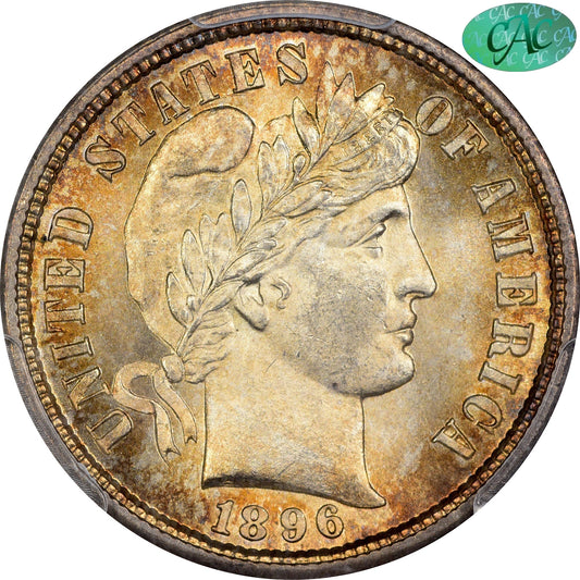 1896-S 10C MS65 + PCGS CAC 10C