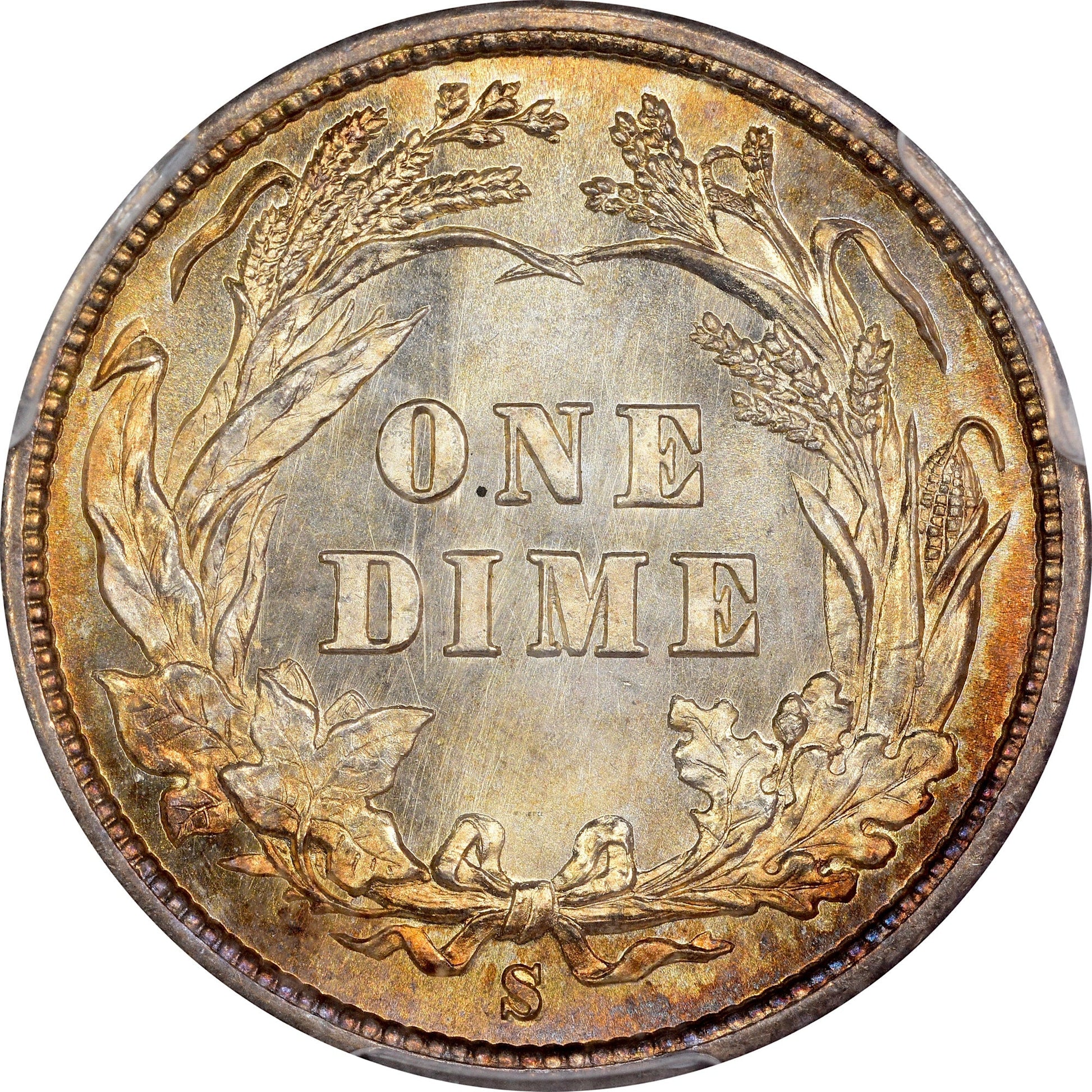 1896-S 10C MS65 + PCGS CAC 10C