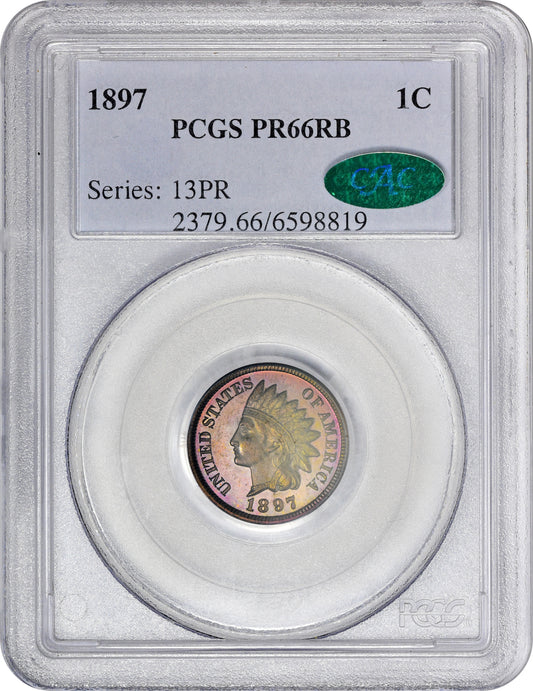1897 1C PR66 RB PCGS CAC HOLDER WITH CAC STICKER