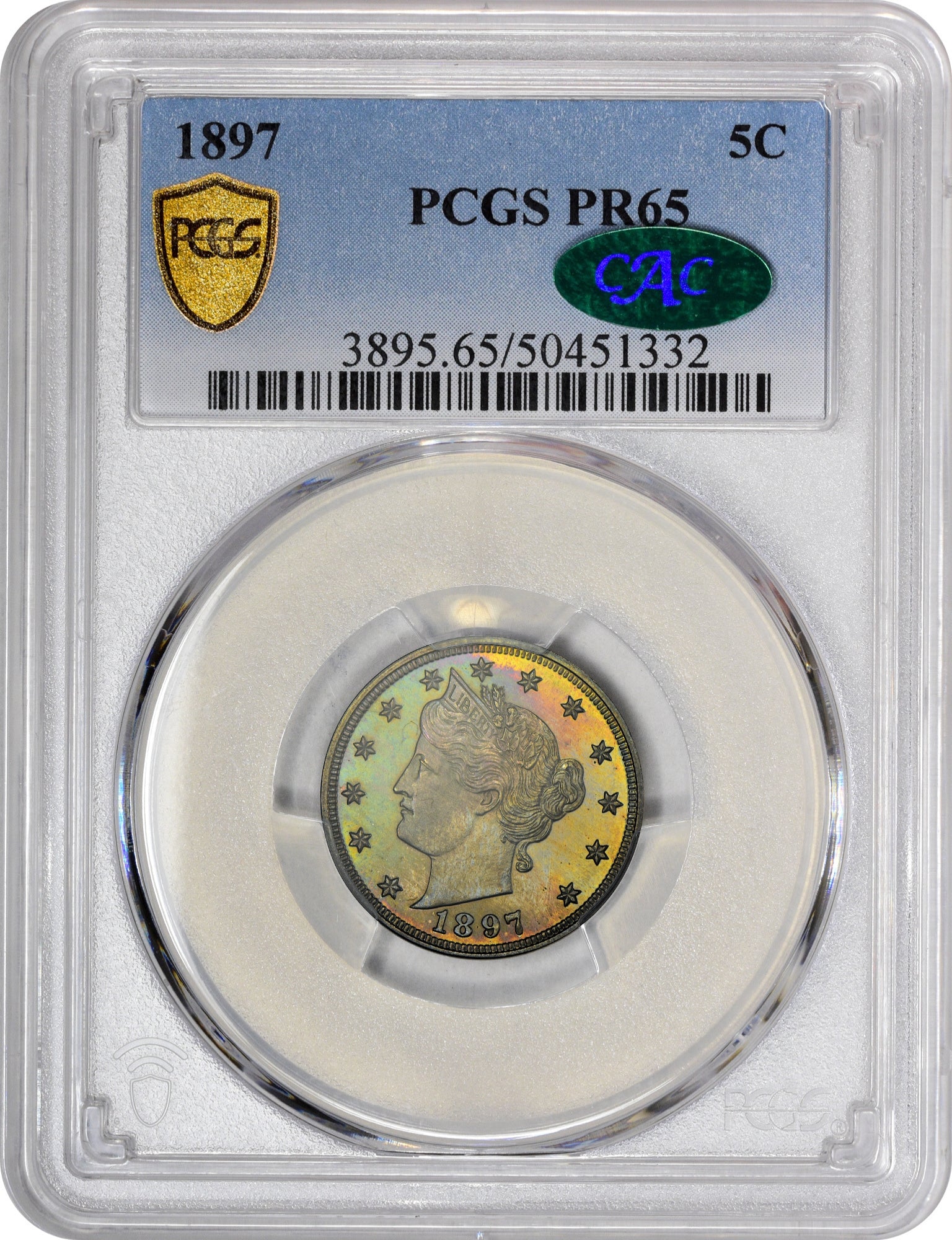 1897 5C PR65 PCGS CAC HOLDER WITH CAC STICKER