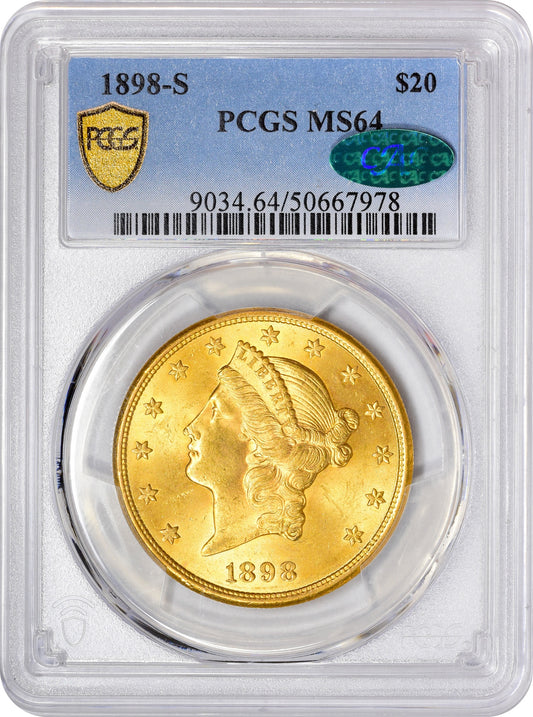 1898-S $20 MS64 PCGS CAC HOLDER WITH CAC STICKER