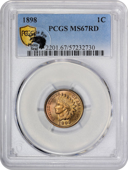 1898 1C MS67 RD PCGS EEPS WITH EAGLE EYE PHOTO SEAL STICKER