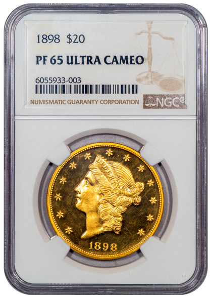 1898 $20 PR65 UCAM NGC