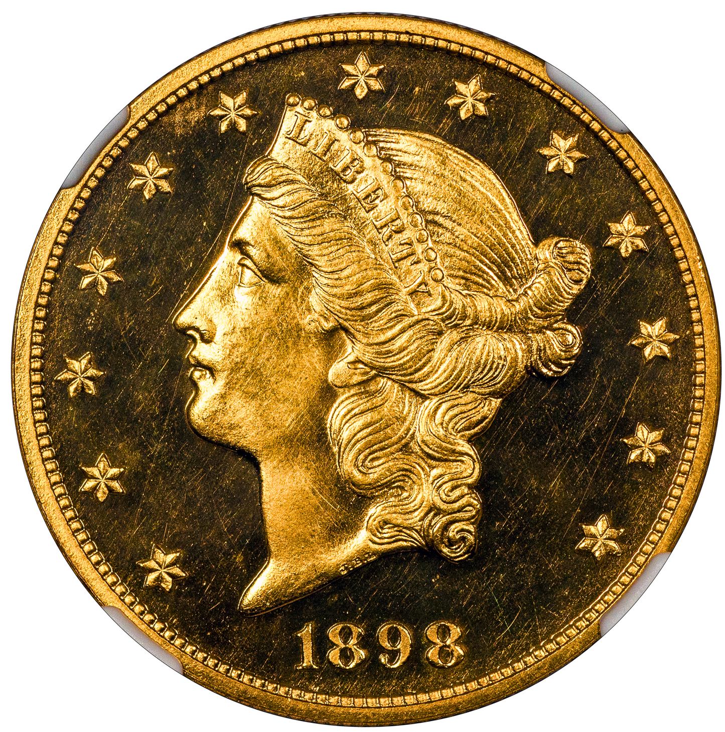 1898 $20 PR65 UCAM NGC