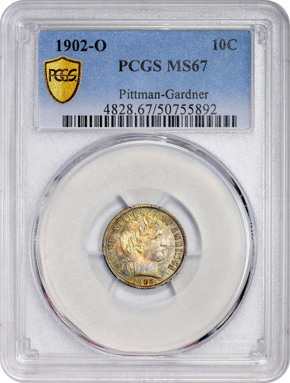 1902-O 10C MS67 PCGS EX PITTMAN-GARDNER