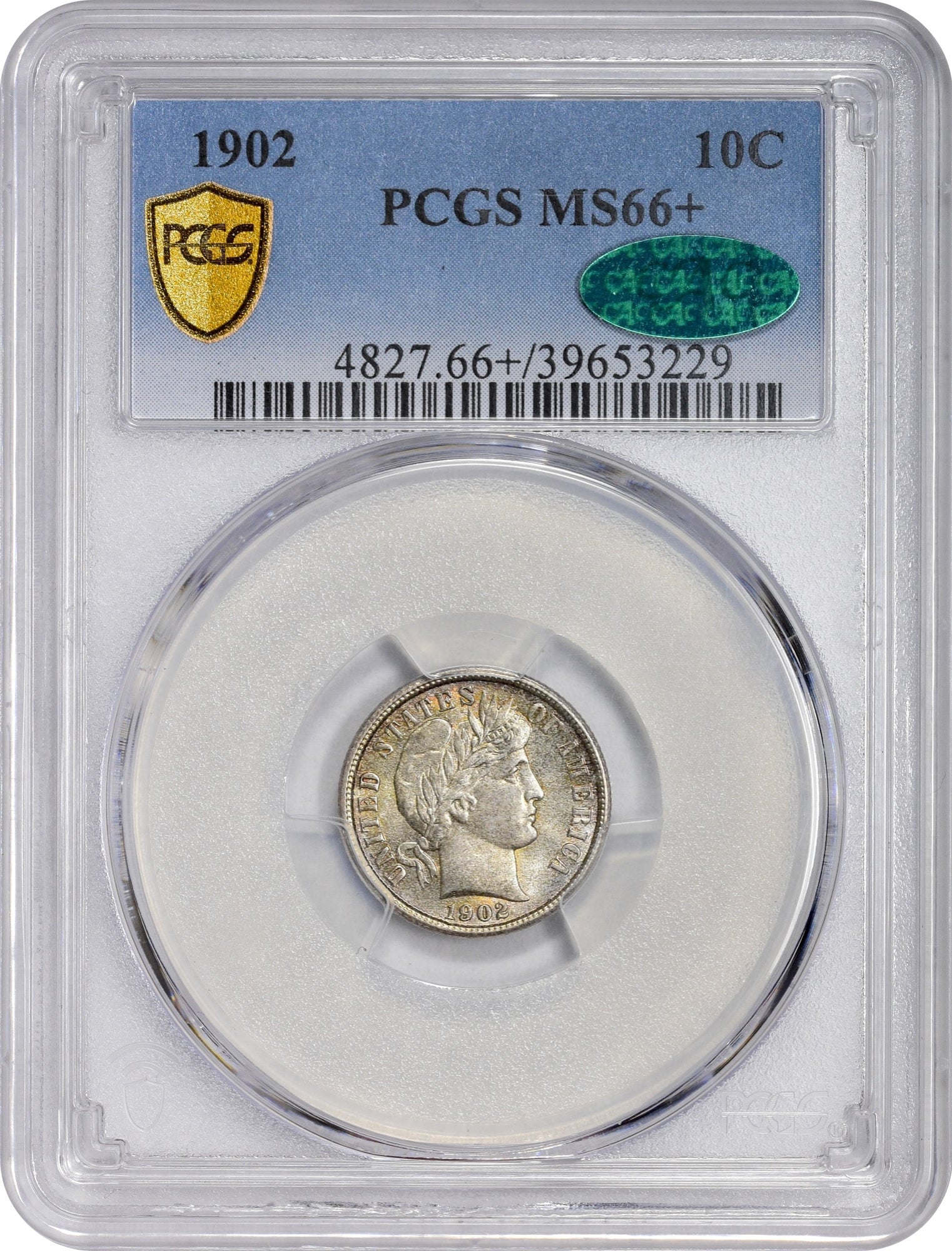 1902 10C MS66+ PCGS CAC