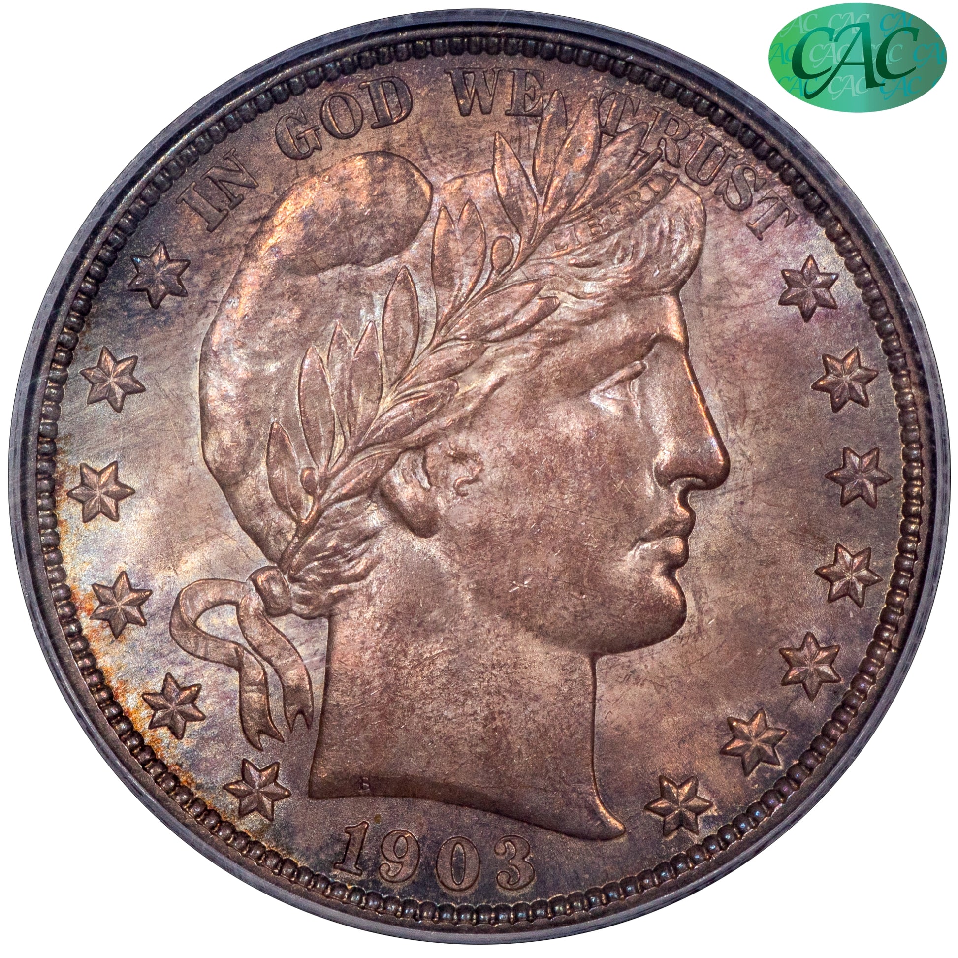 1903-S 50C BARBER HALF DOLLAR MS64 PCGS CAC