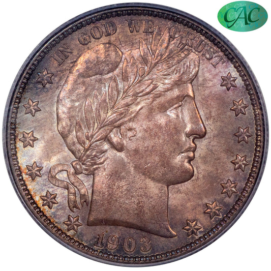 1903-S 50C BARBER HALF DOLLAR MS64 PCGS CAC
