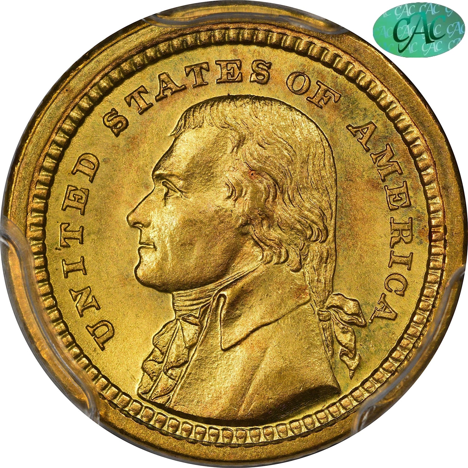 1903 G$1 LA PURCHASE JEFFERSON MS67 + PCGS CAC $I Gold