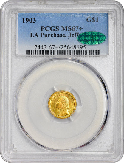 1903 G$1 LA PURCHASE JEFFERSON MS67 + PCGS CAC WITH CAC GREEN STICKER