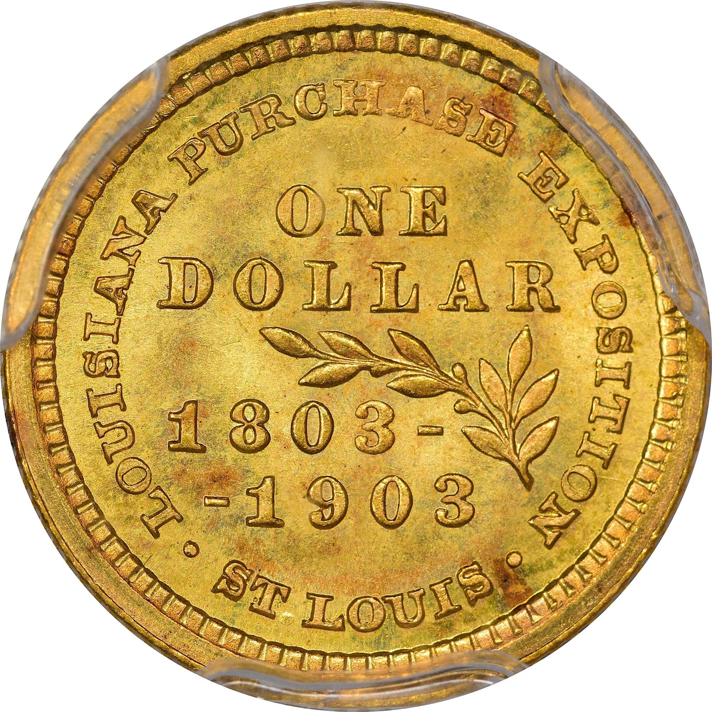 1903 G$1 LA PURCHASE JEFFERSON MS67 + PCGS CAC $I Gold