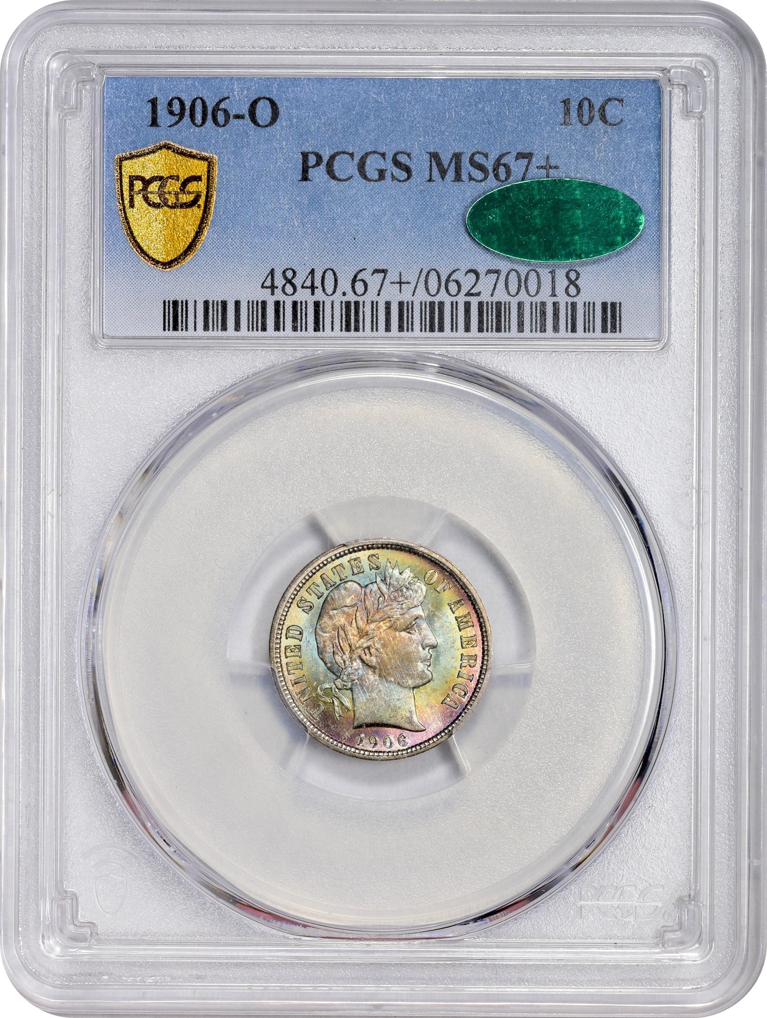1906-O 10C MS67+ PCGS CAC