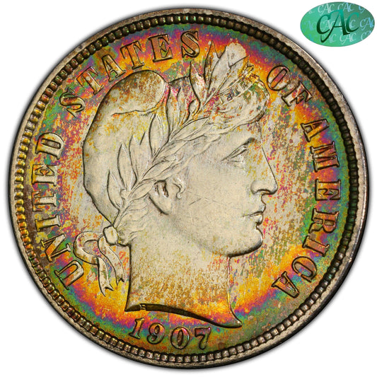 1907 10C Ms64 + Pcgs Cac