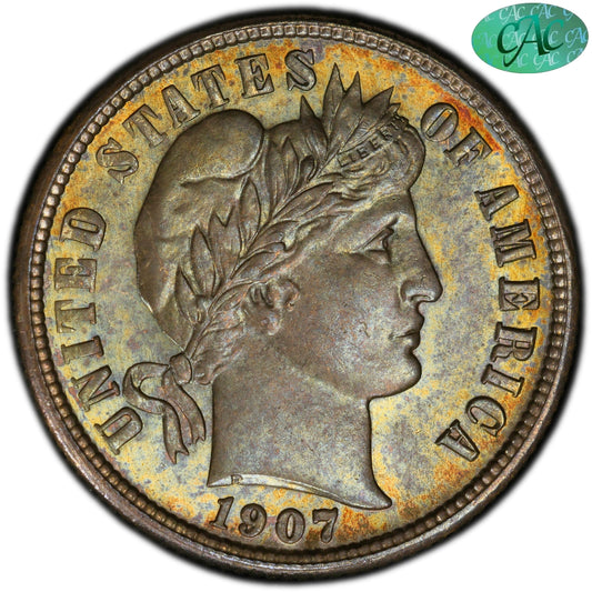 1907-S 10C MS66 + PCGS CAC EX LILY NICOLE COLLECTION 10C