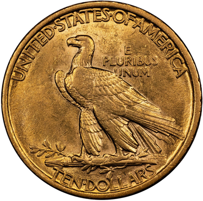 1907 $10 INDIAN NO MOTTO AU58 CACG REVERSE
