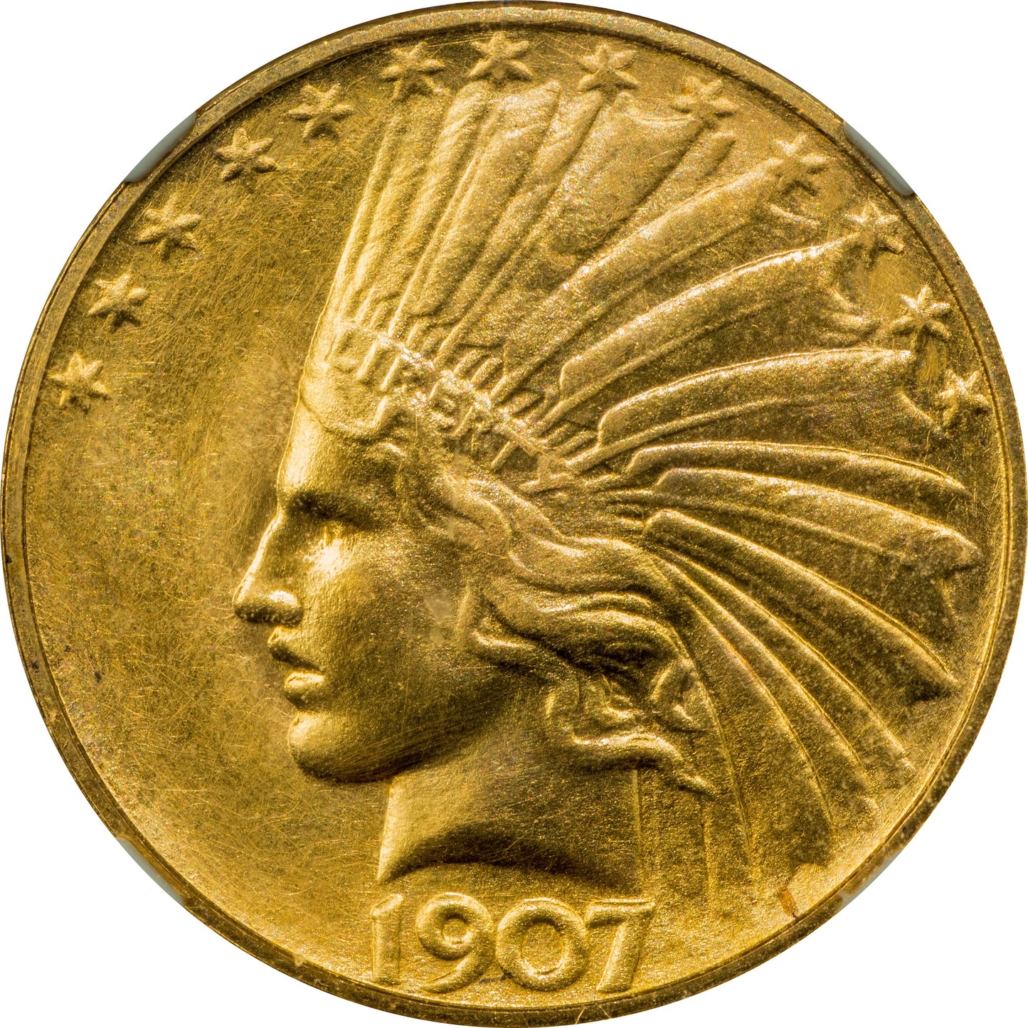1907 $10 ROLLED EDGE MS63 NGC STAR *