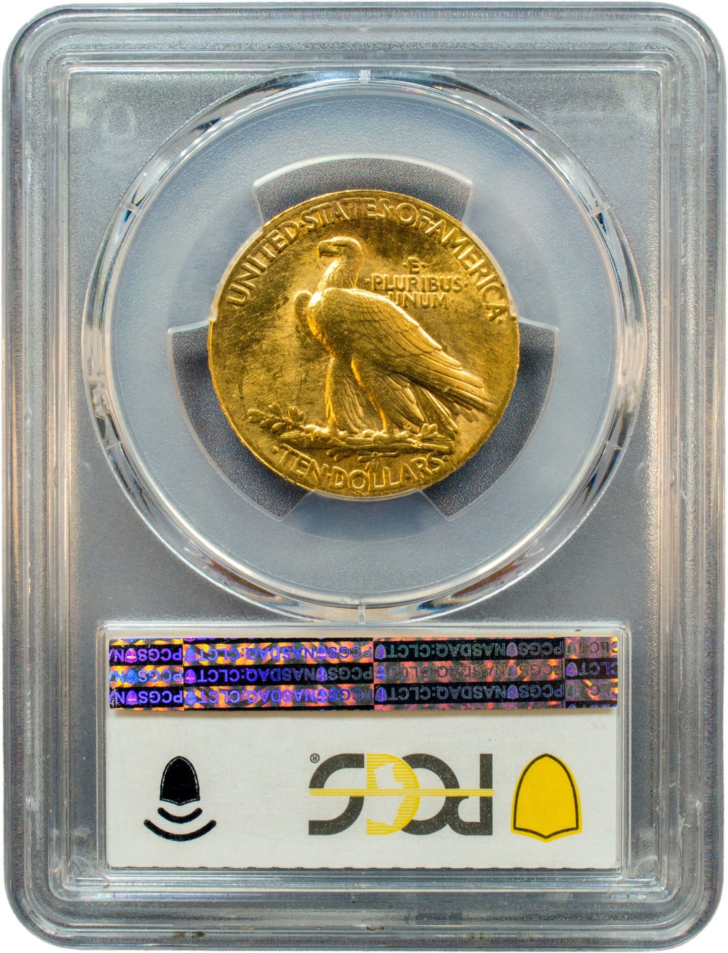1907 $10 WIRE EDGE MS64 PCGS CAC REVERSE HOLDER