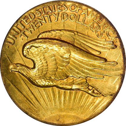 1907 $20 HIGH RELIEF WIRE EDGE AU58 CACG