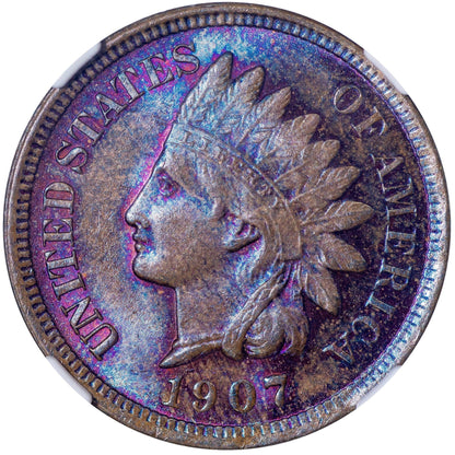 1907 Indian Head Cent 1C MS65 BN NGC