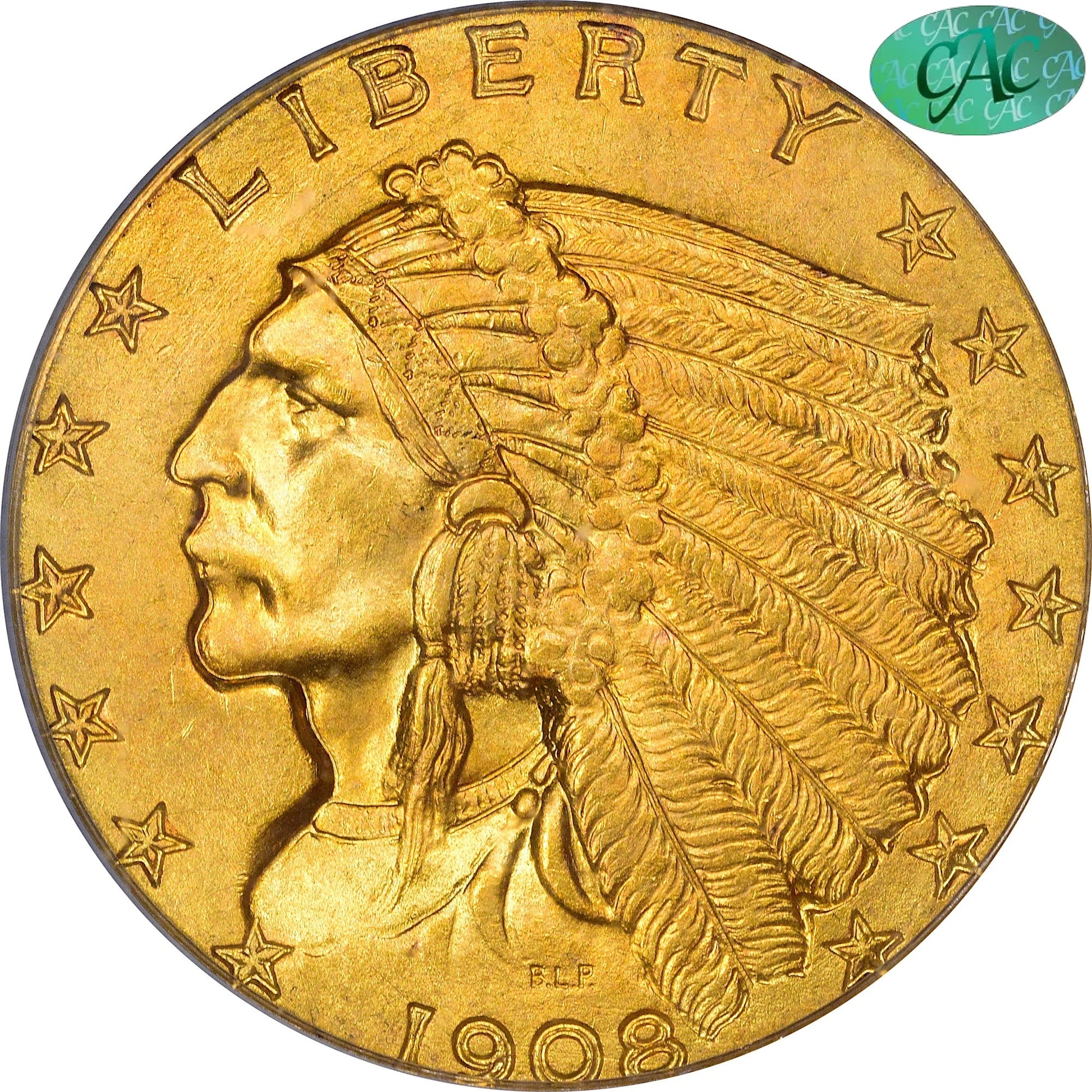 1908 $2.5 Ms65 + Pcgs Cac