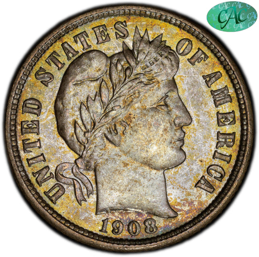 1908-D 10C MS67 PCGS CAC EX BLAY 10C