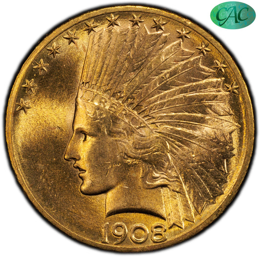 1908-S $10 MS64+ PCGS CAC $10