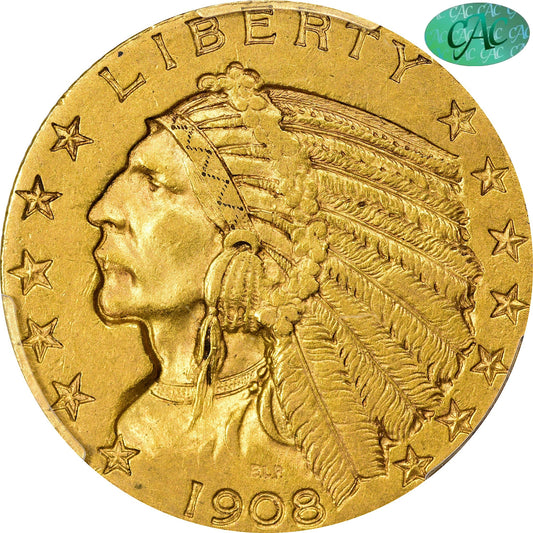 1908-S Indian Half Eagle $5 Au55 Pcgs Cac