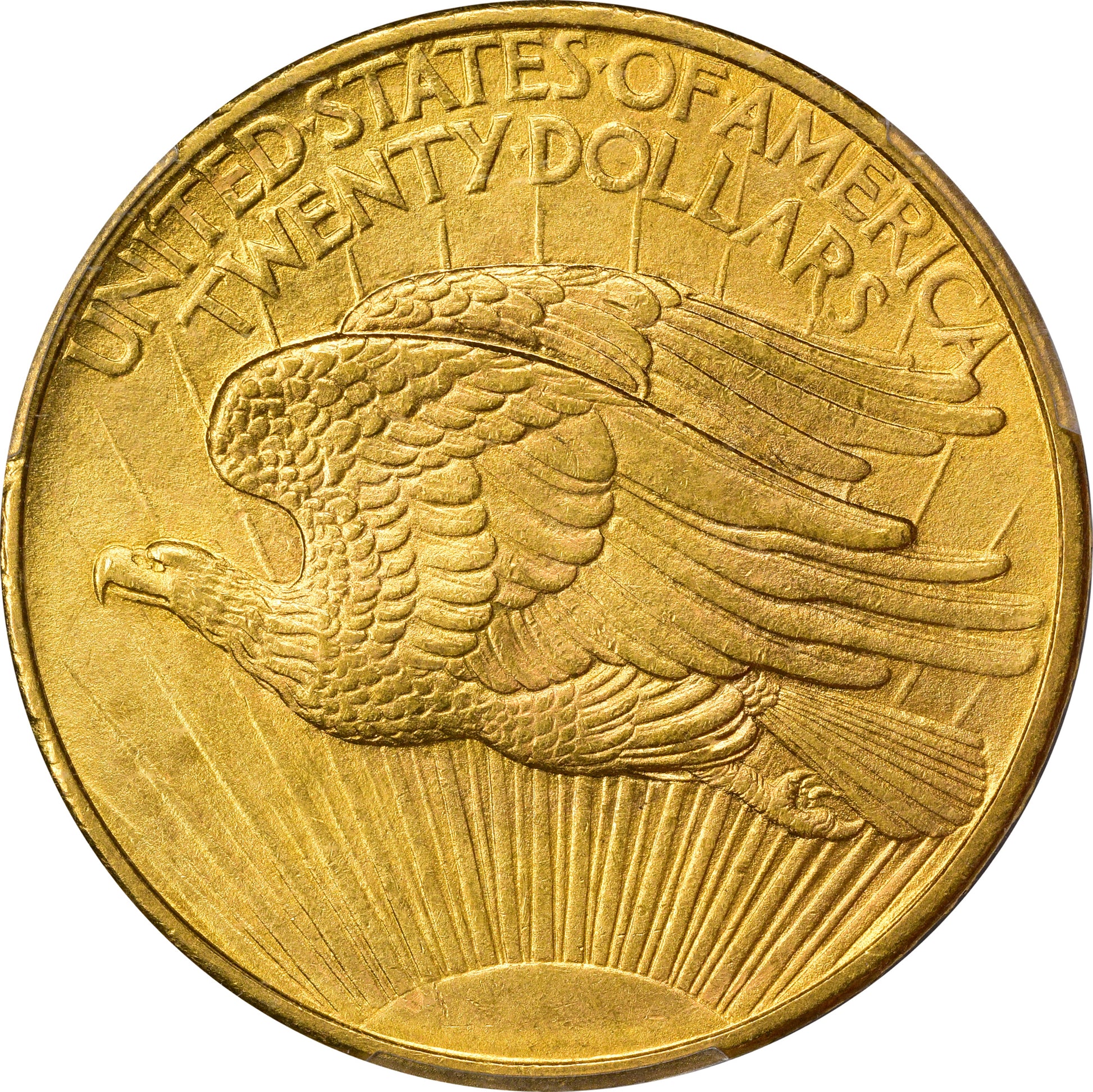 1908 $20 NO MOTTO MS63 PCGS CAC REVERSE