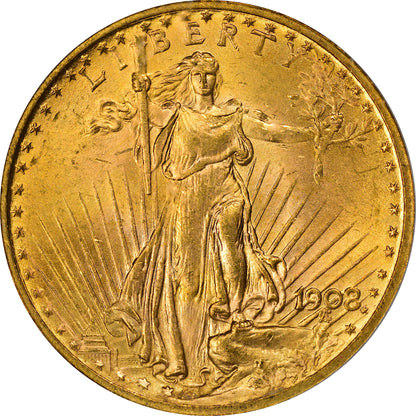 1908 $20 NO MOTTO MS64 OGH PCGS CAC
