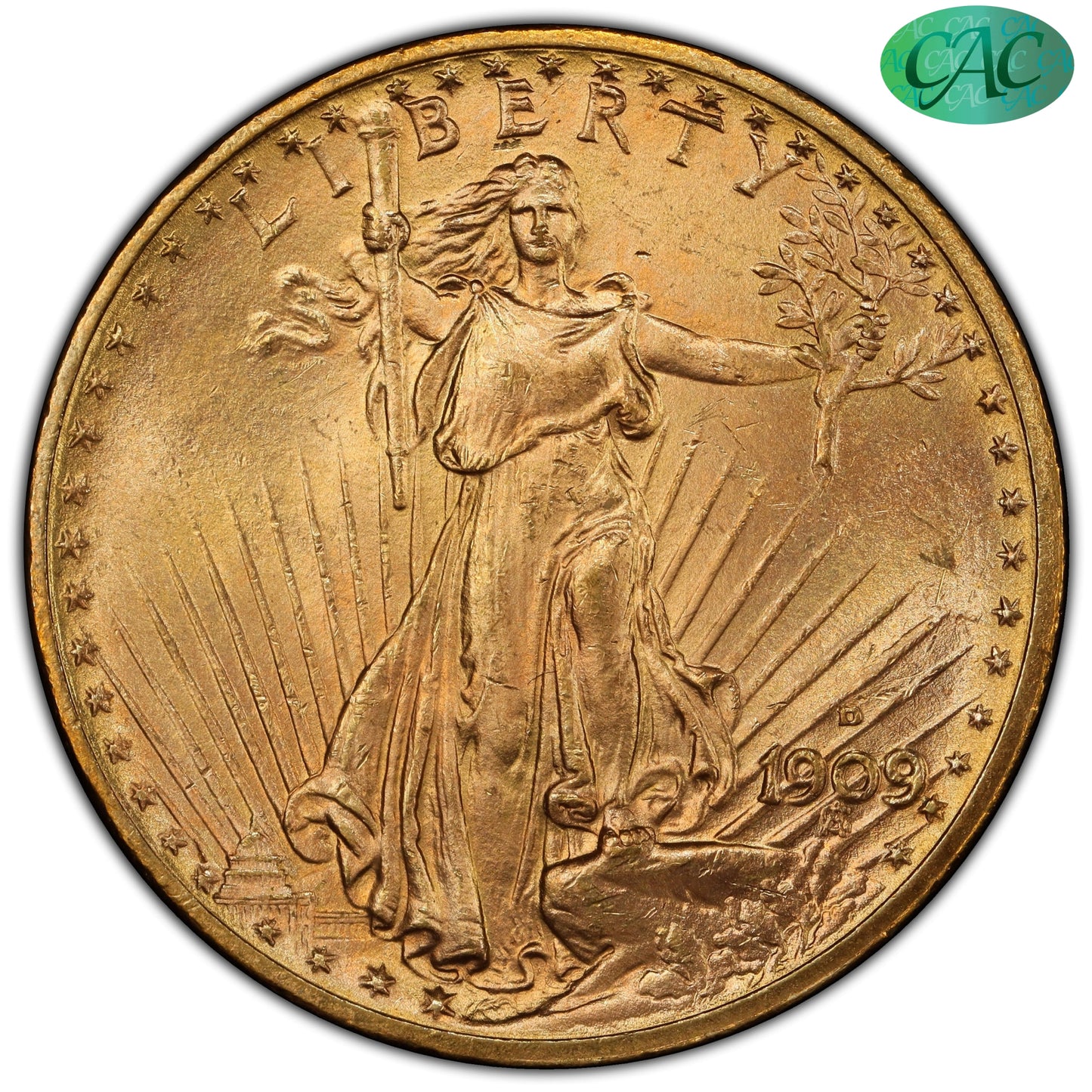 1909-D $20 MS64+ PCGS CAC EX HALF DOME $20