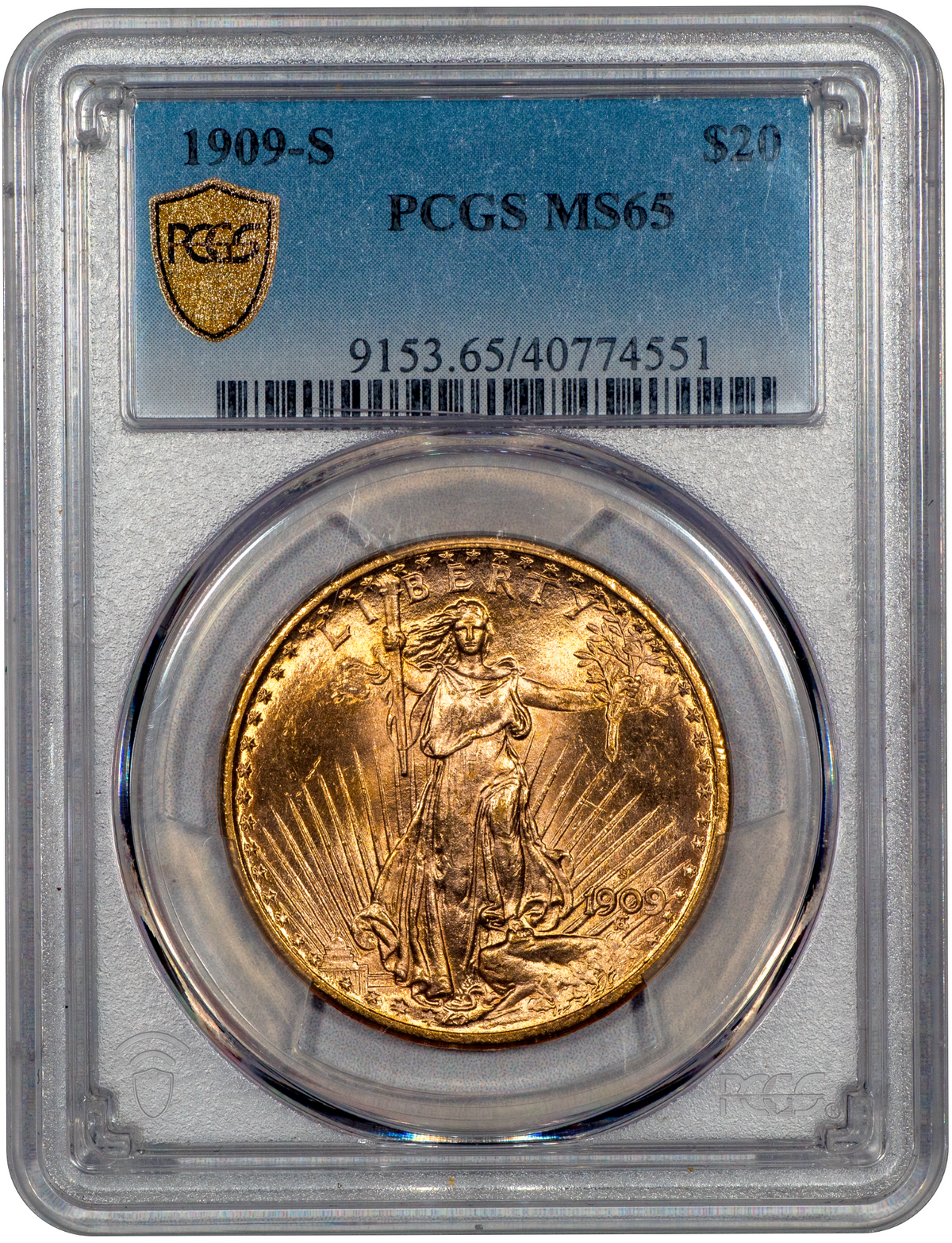 1909-S $20 MS65 PCGS