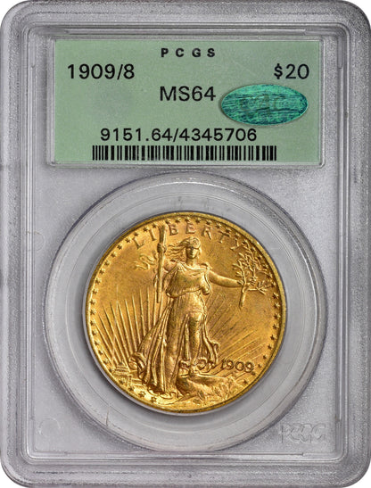 1909/8 $20 MS64 OGH PCGS CAC HOLDER WITH GREEN CAC STICKER