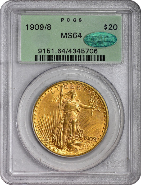 1909/8 $20 MS64 OGH PCGS CAC HOLDER WITH GREEN CAC STICKER