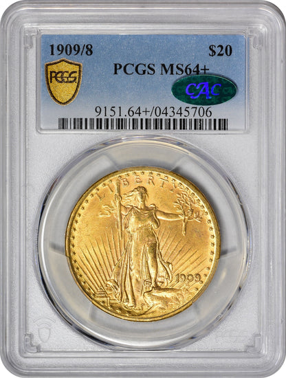 1909/8 $20 MS64+ PCGS CAC HOLDER WITH GREEN CAC STICKER