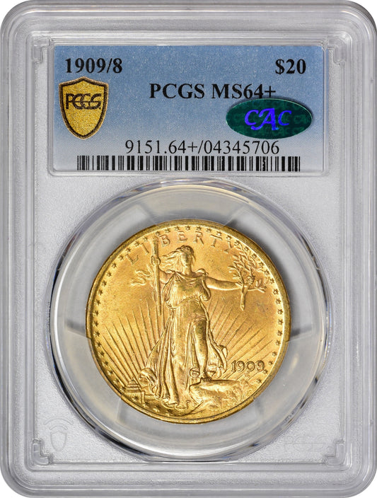 1909/8 $20 MS64+ PCGS CAC HOLDER WITH GREEN CAC STICKER