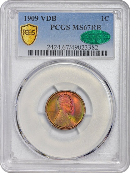 1909 VDB 1C MS67 RB PCGS CAC HOLDER WITH CAC STICKER