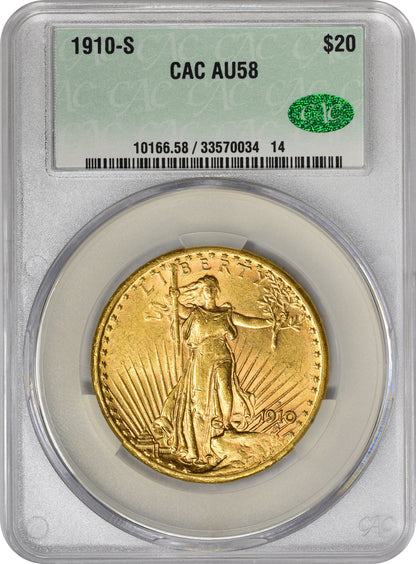 1910-S $20 AU58 CACG HOLDER