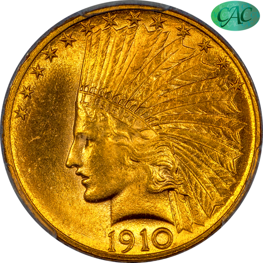 1910 INDIAN HEAD EAGLE $10 MS65+ PCGS CAC EX HARBOR VIEW