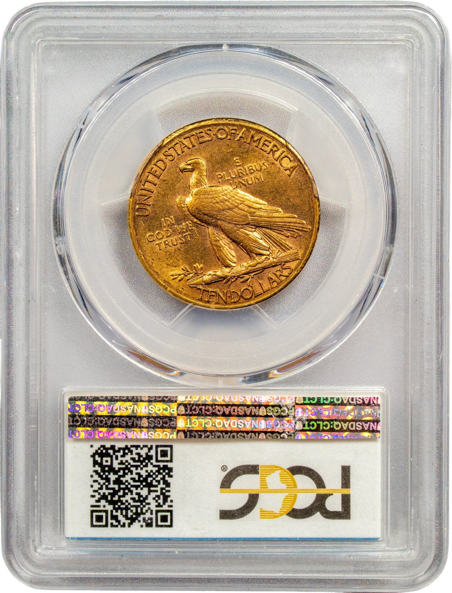 1911-D $10 AU58 PCGS CAC REVERSE HOLDER