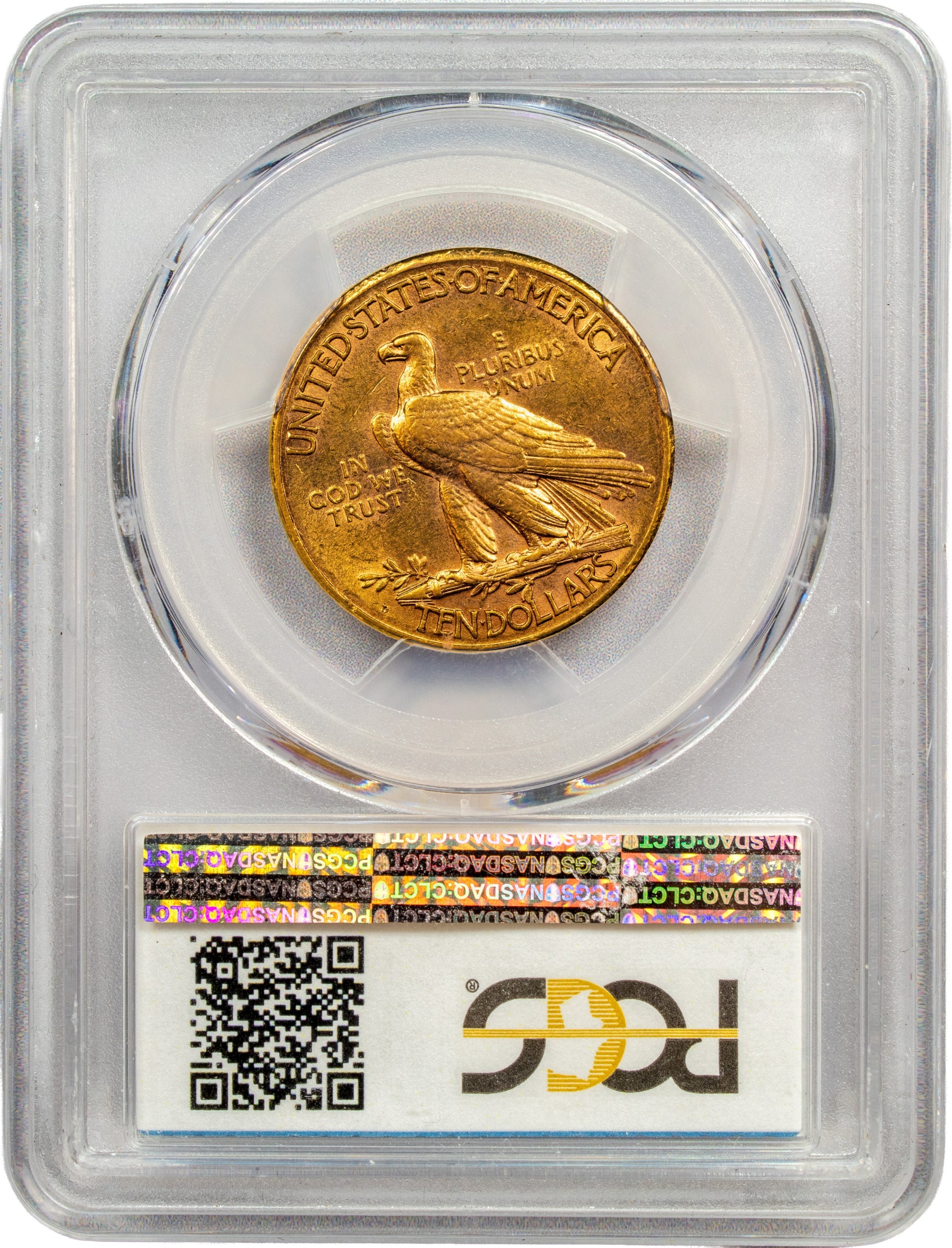 1911-D $10 AU58 PCGS CAC REVERSE HOLDER