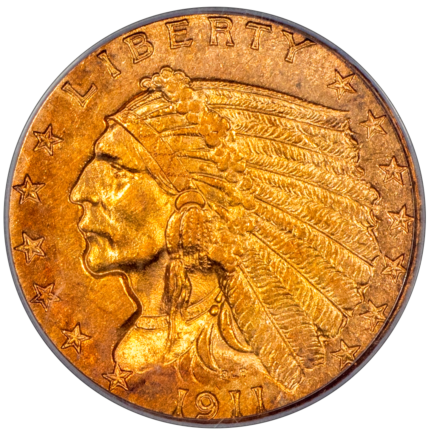 1911-D $2.5 INDIAN QUARTER EAGLE STRONG D AU58 PCGS CAC