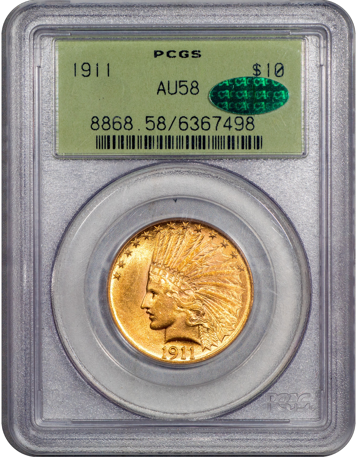 Buy 1911 Indian Head Eagle AU58 PCGS CAC OGH | Paradime Coins