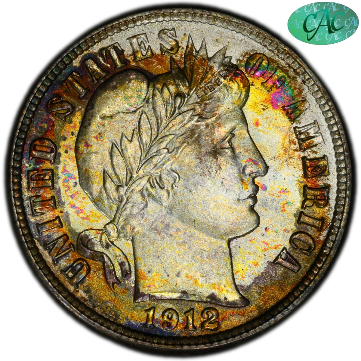 1912 10C Barber Dime MS67 + PCGS CAC EX HUGON-BLAY 10C