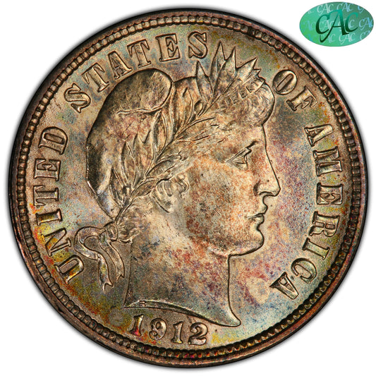 1912 10C MS67 + PCGS CAC EX SIMPSON 10C